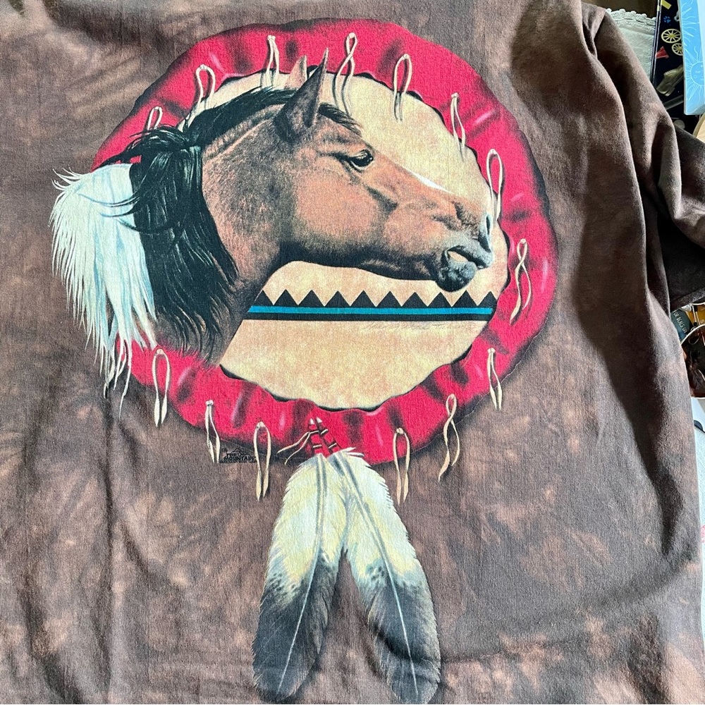 Vintage Dead Stock The Mountain Horse on Tie Dye. 2000 Nancy Wood Taber. XXL - Picture 10 of 16
